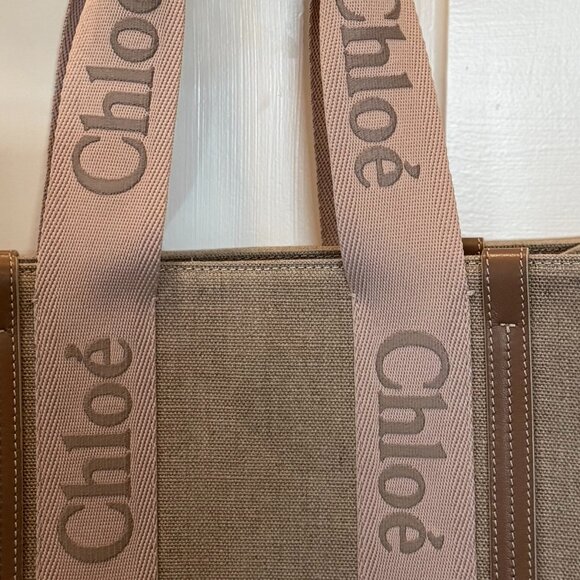 Chloe Woody Linen Canvas Tote! - Picture 2 of 10